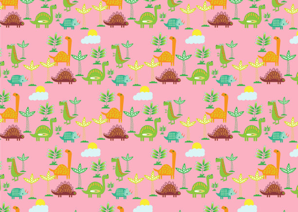 恐龙无缝与粉红色背景衬布图片 恐龙无缝与粉红色背景衬布图片下载