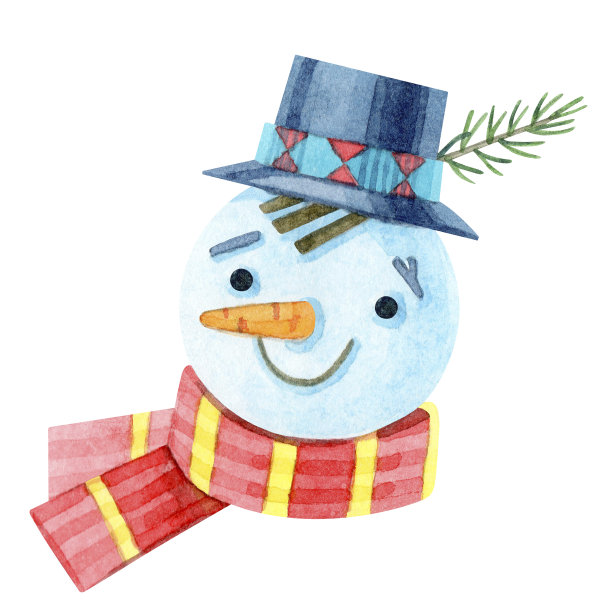 一个在白色背景上孤立的雪人的手绘水彩插图。微笑的雪人装饰着帽子和红围巾。为设计寒假,新年,圣诞快乐。图片 一个在白色背景上孤立的雪人的手绘水彩插图。微笑的雪人装饰着帽子和红围巾。为设计寒假,新年,圣诞快乐。图片下载