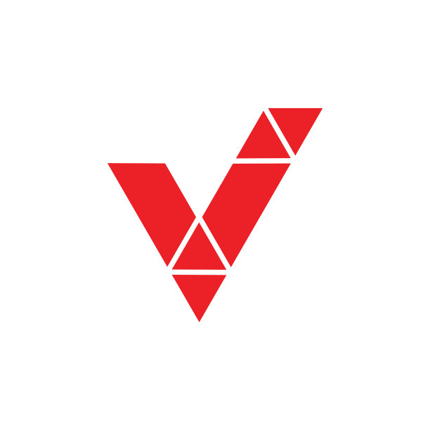 连接字母v三角形彩色马赛克标志图片 连接字母v三角形彩色马赛克标志图片下载