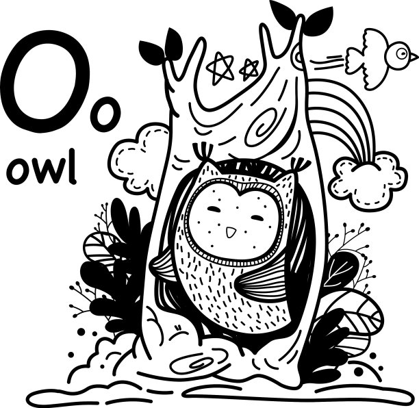 手绘字母o-owl图片 手绘字母o-owl图片下载