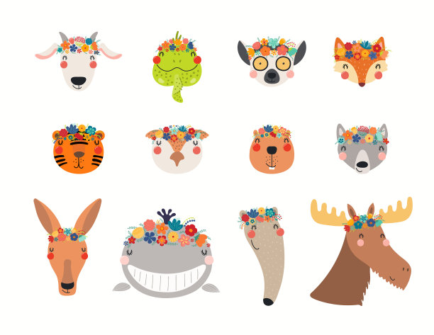 可爱的动物在一个花冠套图片 可爱的动物在一个花冠套图片下载