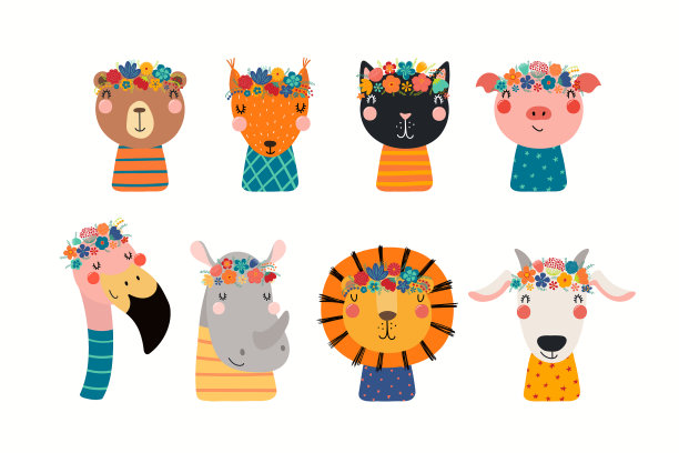 可爱的动物在一个花冠套图片 可爱的动物在一个花冠套图片下载