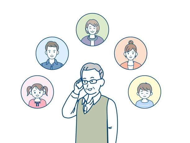 老人给家人打电话插画图片 老人给家人打电话插画图片下载