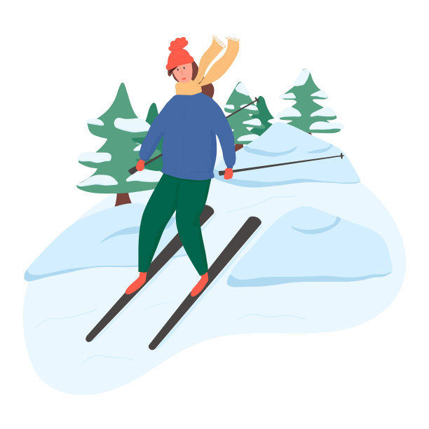 年轻快乐的女孩骑在滑雪平面卡通图片 年轻快乐的女孩骑在滑雪平面卡通图片下载