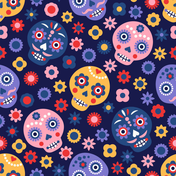 颅骨无缝图案日死元素图片 颅骨无缝图案日死元素图片下载