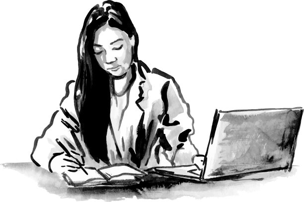 手绘墨水女工图片 手绘墨水女工图片下载