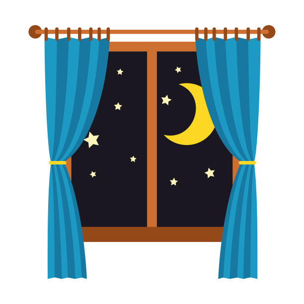 窗外的夜晚与蓝色窗帘隔绝图片 窗外的夜晚与蓝色窗帘隔绝图片下载