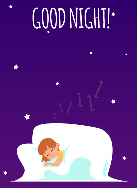 晚安海报卡通孩子睡在云在黑暗的夜空图片 晚安海报卡通孩子睡在云在黑暗的夜空图片下载