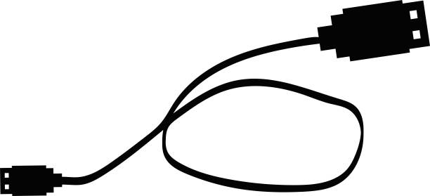 向量插图的黑色轮廓的usb电缆图片 向量插图的黑色轮廓的usb电缆图片下载
