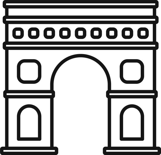 巴黎凯旋门图标轮廓风格图片 巴黎凯旋门图标轮廓风格图片下载