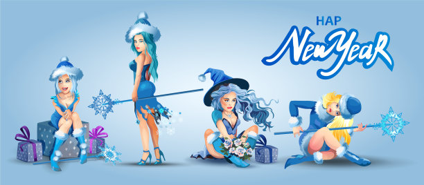 圣诞节与美丽的雪少女图片 圣诞节与美丽的雪少女图片下载