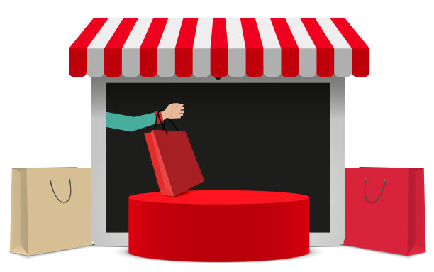 红裙带网店和购物袋背图片 红裙带网店和购物袋背图片下载
