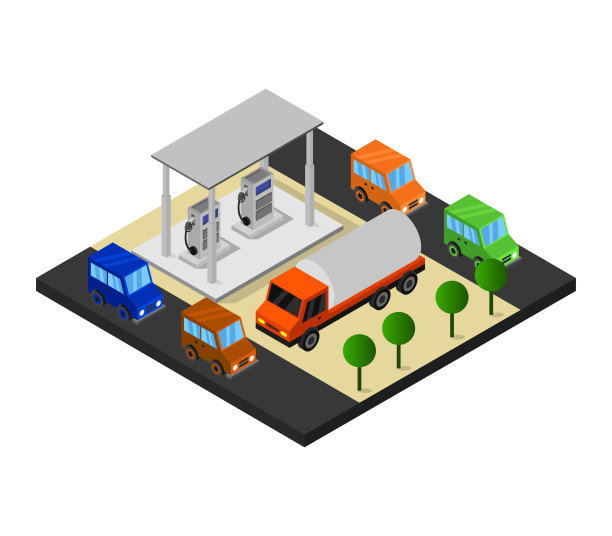 白色背景上的等距加油站图片 白色背景上的等距加油站图片下载