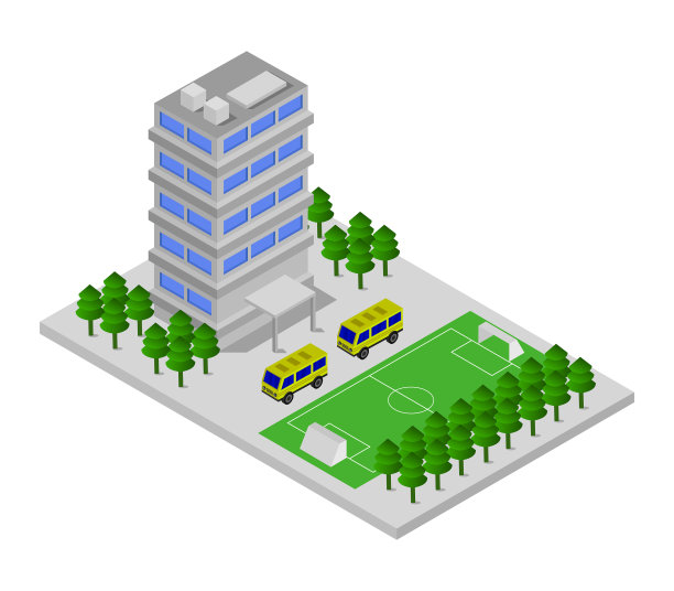 白色背景下的等距学校图片 白色背景下的等距学校图片下载