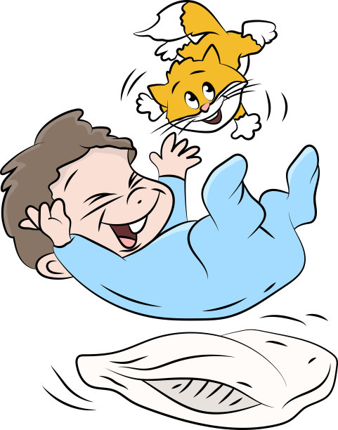 小男孩和他的猫朋友玩卡通矢量插图图片 小男孩和他的猫朋友玩卡通矢量插图图片下载