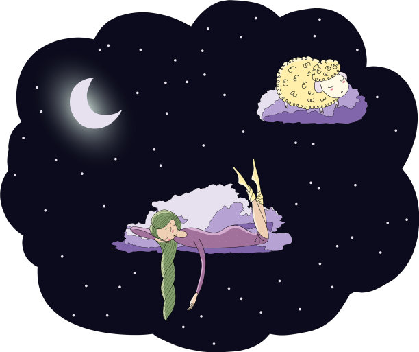 月光下的女孩和绵羊图片 月光下的女孩和绵羊图片下载