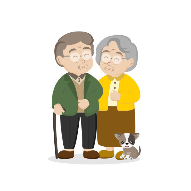 祖母和祖父站在一起。家里有狗。图片 祖母和祖父站在一起。家里有狗。图片下载