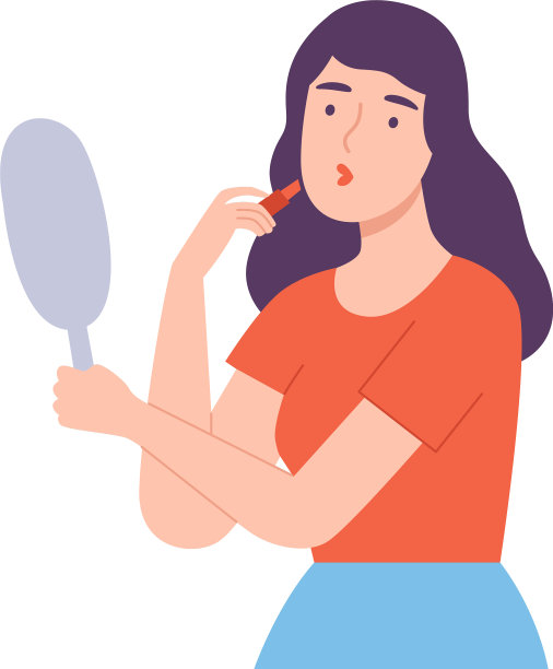 深色头发的女人涂着口红看着图片 深色头发的女人涂着口红看着图片下载