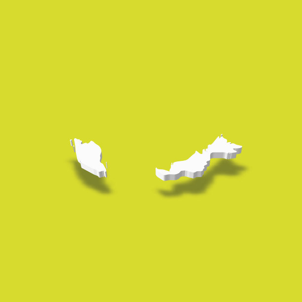 马来西亚-白色3d剪影地图国家地区图片 马来西亚-白色3d剪影地图国家地区图片下载