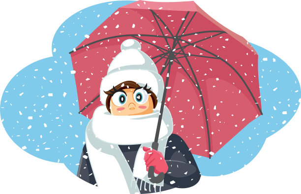 冬天的女孩在暴风雪中撑着伞图片 冬天的女孩在暴风雪中撑着伞图片下载