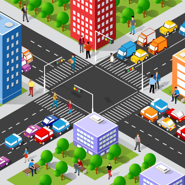 等距十字路口三维街道图片 等距十字路口三维街道图片下载