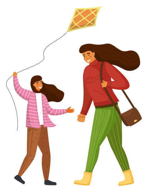 女孩玩风筝妈妈拿着包在肩上图片 女孩玩风筝妈妈拿着包在肩上图片下载