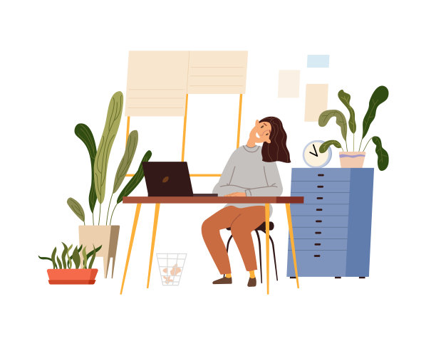 女人在工作场所做热身,矢量平面插图孤立。女孩在办公室里锻炼,休息时伸展一下身体。卡通风格。图片 女人在工作场所做热身,矢量平面插图孤立。女孩在办公室里锻炼,休息时伸展一下身体。卡通风格。图片下载