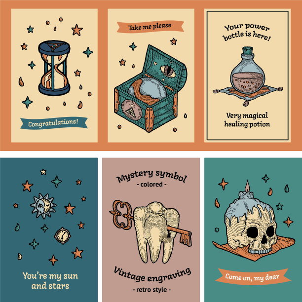 明信片设置gigt和标签在波西米亚神秘风格图片 明信片设置gigt和标签在波西米亚神秘风格图片下载