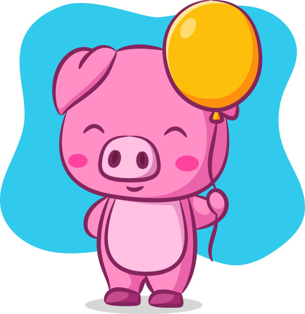 可爱的小猪正牵着黄色的绳子图片 可爱的小猪正牵着黄色的绳子图片下载