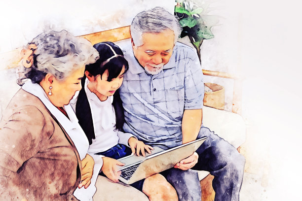 在水彩插画的背景上抽象了幸福家庭的玩乐和聚会。图片 在水彩插画的背景上抽象了幸福家庭的玩乐和聚会。图片下载