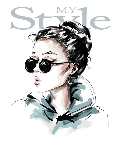 戴墨镜的时尚女孩。梳着发髻的时髦女孩。图片 戴墨镜的时尚女孩。梳着发髻的时髦女孩。图片下载
