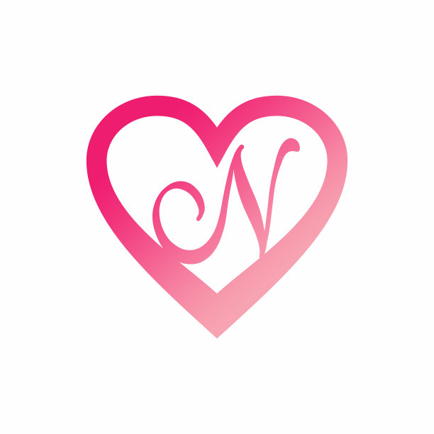 N字母在粉红色的爱标志标志图片 N字母在粉红色的爱标志标志图片下载