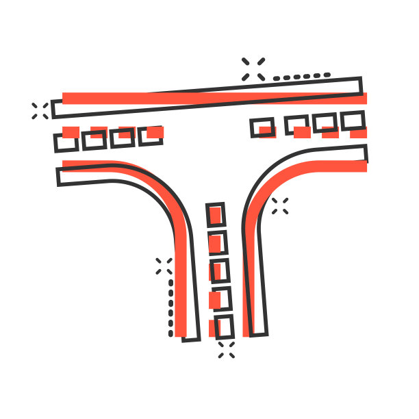 十字路口图标在漫画风格的道路方向图片 十字路口图标在漫画风格的道路方向图片下载