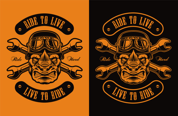 黑白矢量插图的犀牛骑摩托车图片 黑白矢量插图的犀牛骑摩托车图片下载