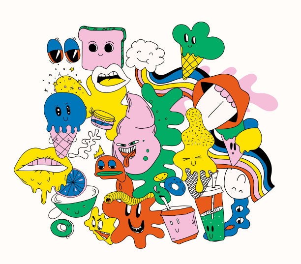 设置彩色的独立涂鸦完全可编辑图片 设置彩色的独立涂鸦完全可编辑图片下载