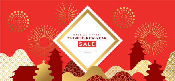 中国新年销售模板红金景观图片 中国新年销售模板红金景观图片下载