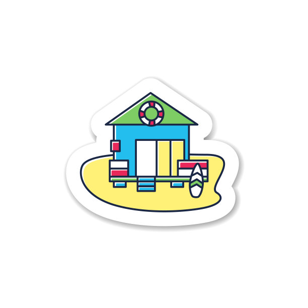 海滩小屋贴纸图片 海滩小屋贴纸图片下载