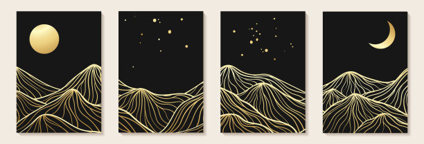 抽象艺术山黑色和金色线条艺术现代风格的图形背景。抽象的几何背景。线条艺术景观设计用于墙面装饰,明信片或小册子封面设计。图片 抽象艺术山黑色和金色线条艺术现代风格的图形背景。抽象的几何背景。线条艺术景观设计用于墙面装饰,明信片或小册子封面设计。图片下载