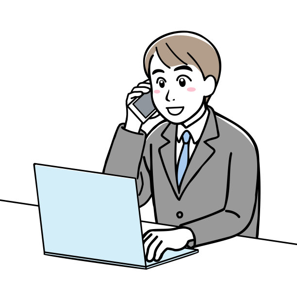 一个穿着西装的年轻人在用笔记本电脑打电话图片 一个穿着西装的年轻人在用笔记本电脑打电话图片下载