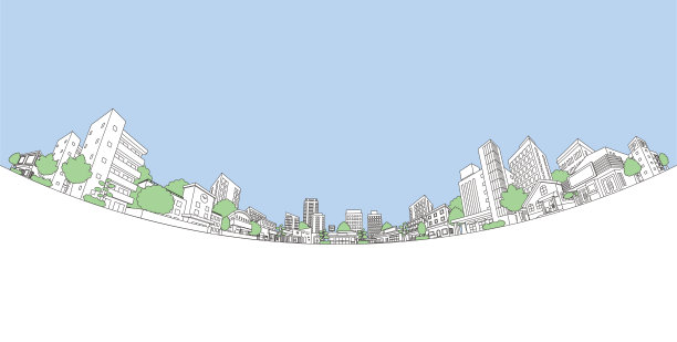 城市景观矢量图。线条画插图。图片 城市景观矢量图。线条画插图。图片下载