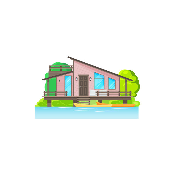 水上的木屋,有棕榈树图片 水上的木屋,有棕榈树图片下载