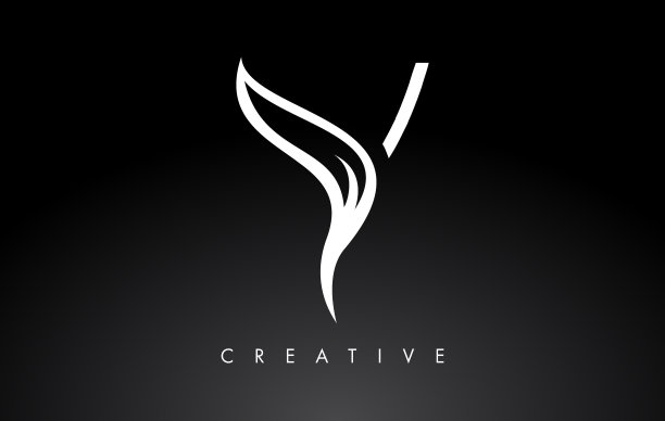 Y字母标志与字母叶概念在黑色图片 Y字母标志与字母叶概念在黑色图片下载