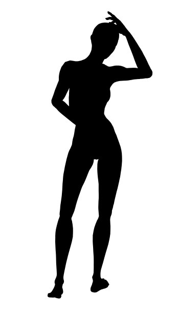 一个女孩的剪影站在一个性感的姿势孤立在一个白色的背景。矢量图图片 一个女孩的剪影站在一个性感的姿势孤立在一个白色的背景。矢量图图片下载