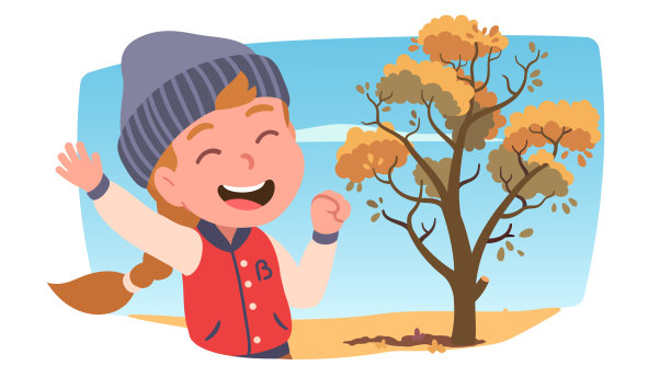 在阳光明媚的秋日,笑嘻嘻的小女孩在公园里散步。快乐微笑的儿童人戴着编织的帽子,夹克。有黄色叶子的树。秋天季节天气平坦矢量插图图片 在阳光明媚的秋日,笑嘻嘻的小女孩在公园里散步。快乐微笑的儿童人戴着编织的帽子,夹克。有黄色叶子的树。秋天季节天气平坦矢量插图图片下载