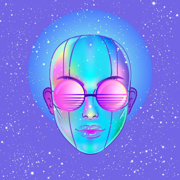 复古未来主义的机器人女人肖像图片 复古未来主义的机器人女人肖像图片下载