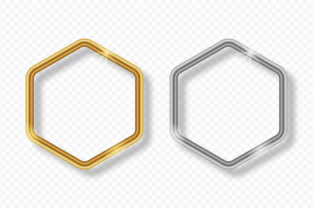 金和银六角形框架上透明图片 金和银六角形框架上透明图片下载