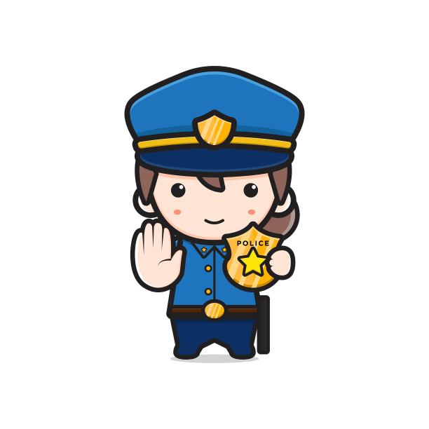 可爱的警察展示身份卡通图标插图。图片 可爱的警察展示身份卡通图标插图。图片下载