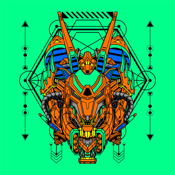 Mecha Wolf用于扑克牌和贴纸设计图片 Mecha Wolf用于扑克牌和贴纸设计图片下载