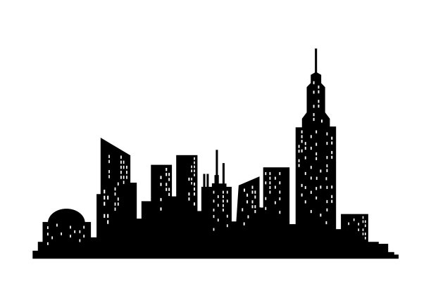 城市景观剪影城市建筑夜镇图片 城市景观剪影城市建筑夜镇图片下载