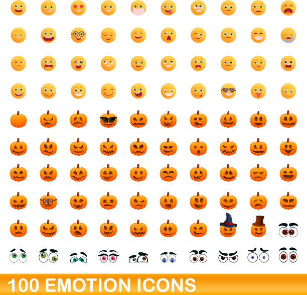 100个情感图标设定卡通风格图片 100个情感图标设定卡通风格图片下载